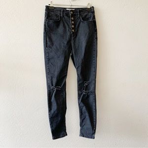 We the Free Black Distressed Sabrina Super Skinny Button Fly Women's Jeans 28